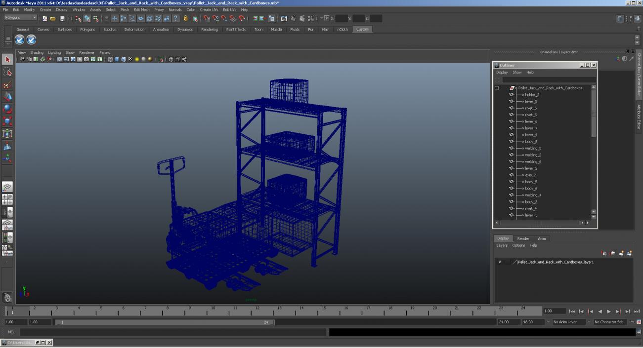 3D model Pallet Jack and Rack with Cardboxes