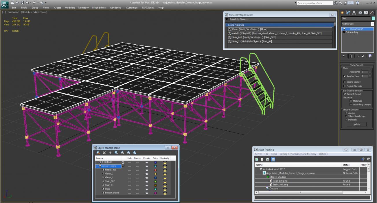 Adjustable Modular Concert Stage 3D