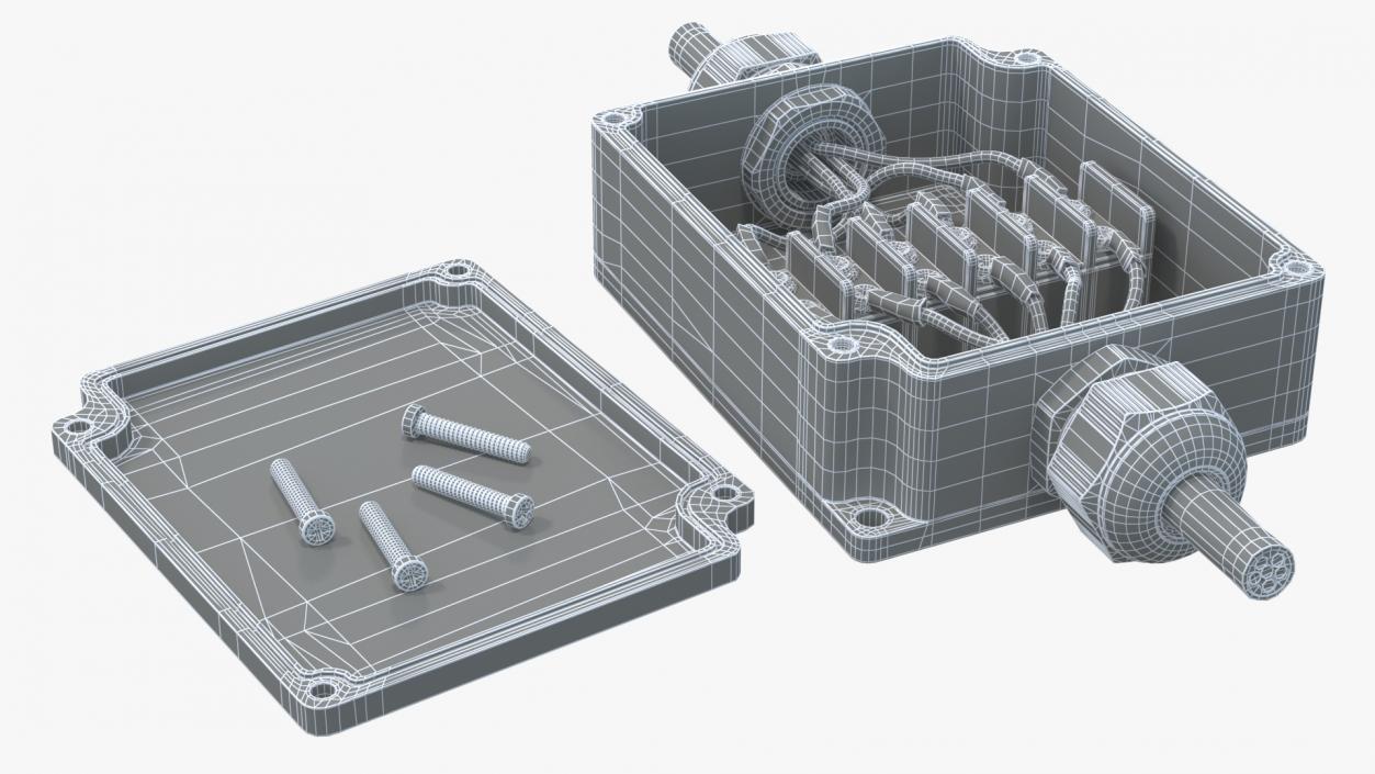 3D Black Junction Box with 2 Wires