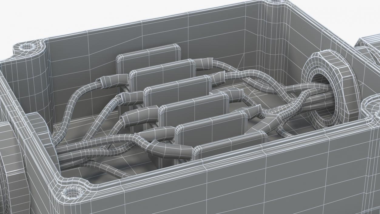 3D Black Junction Box with 2 Wires