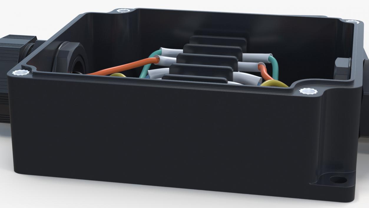 3D Black Junction Box with 2 Wires