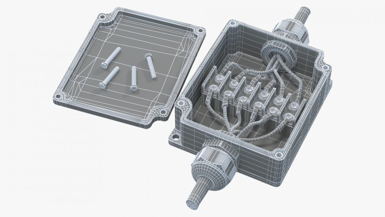 3D Black Junction Box with 2 Wires