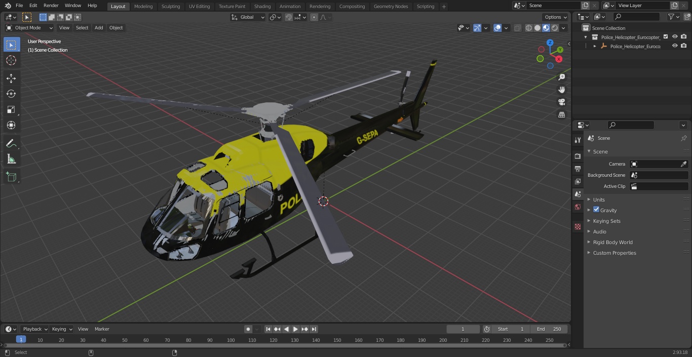 3D model Police Helicopter Eurocopter AS 355