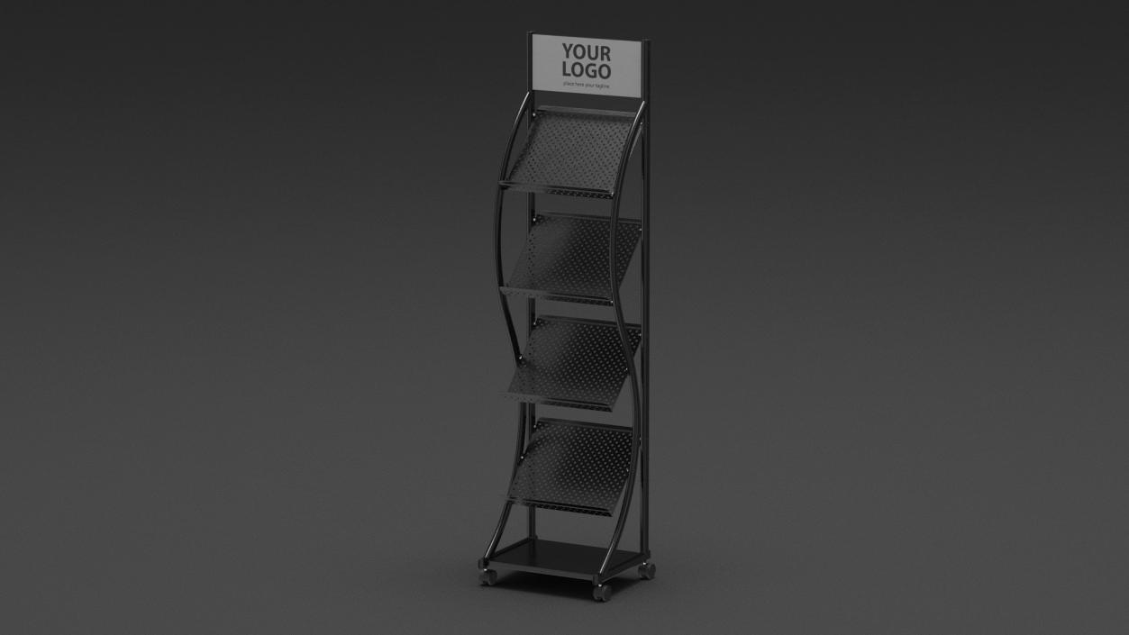 3D Magazine Rack Mockup Black