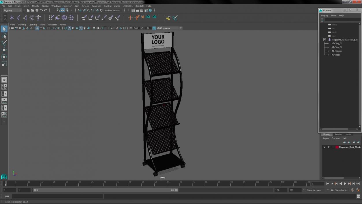 3D Magazine Rack Mockup Black