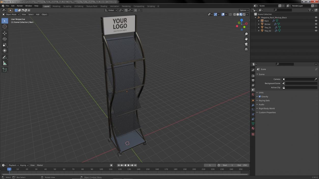 3D Magazine Rack Mockup Black