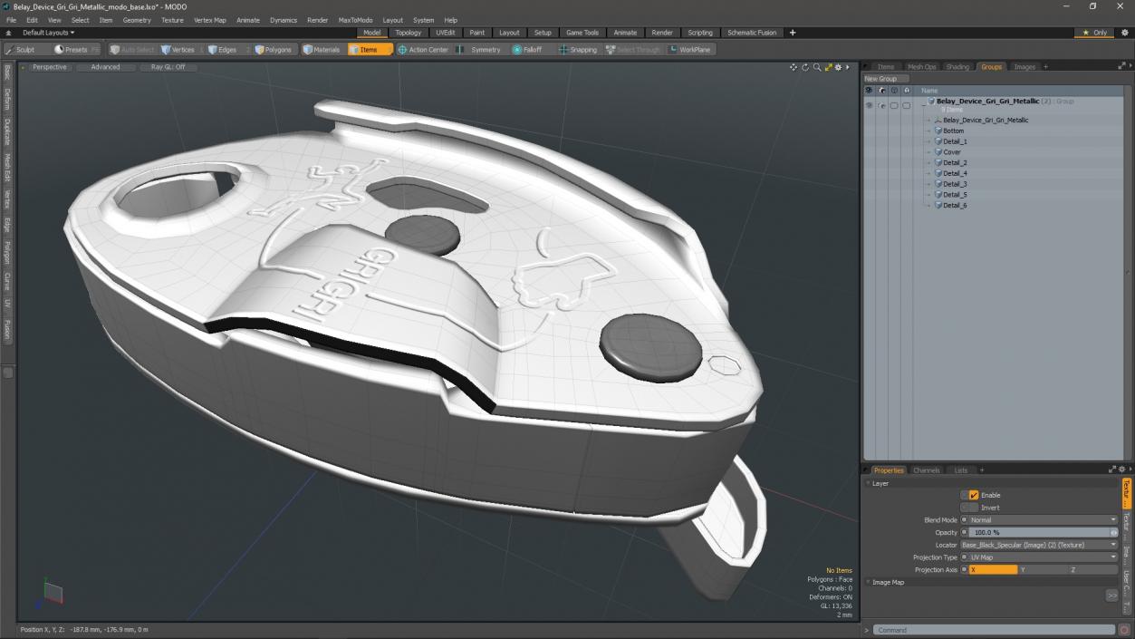 Belay Device Gri Gri Metallic 3D model