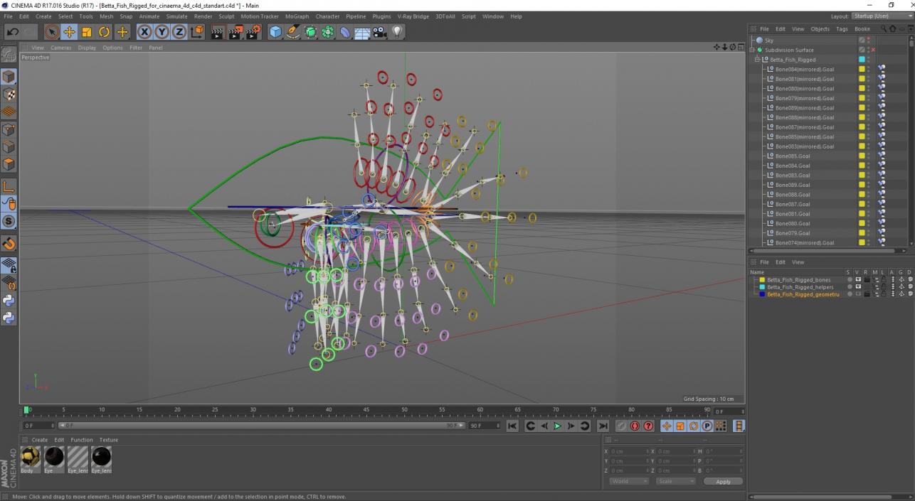 3D Betta Fish Rigged for Cinema 4D