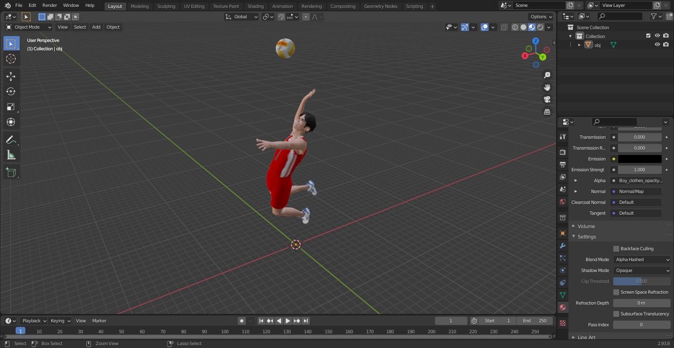 3D model Chinese Volleyball Player With Ball