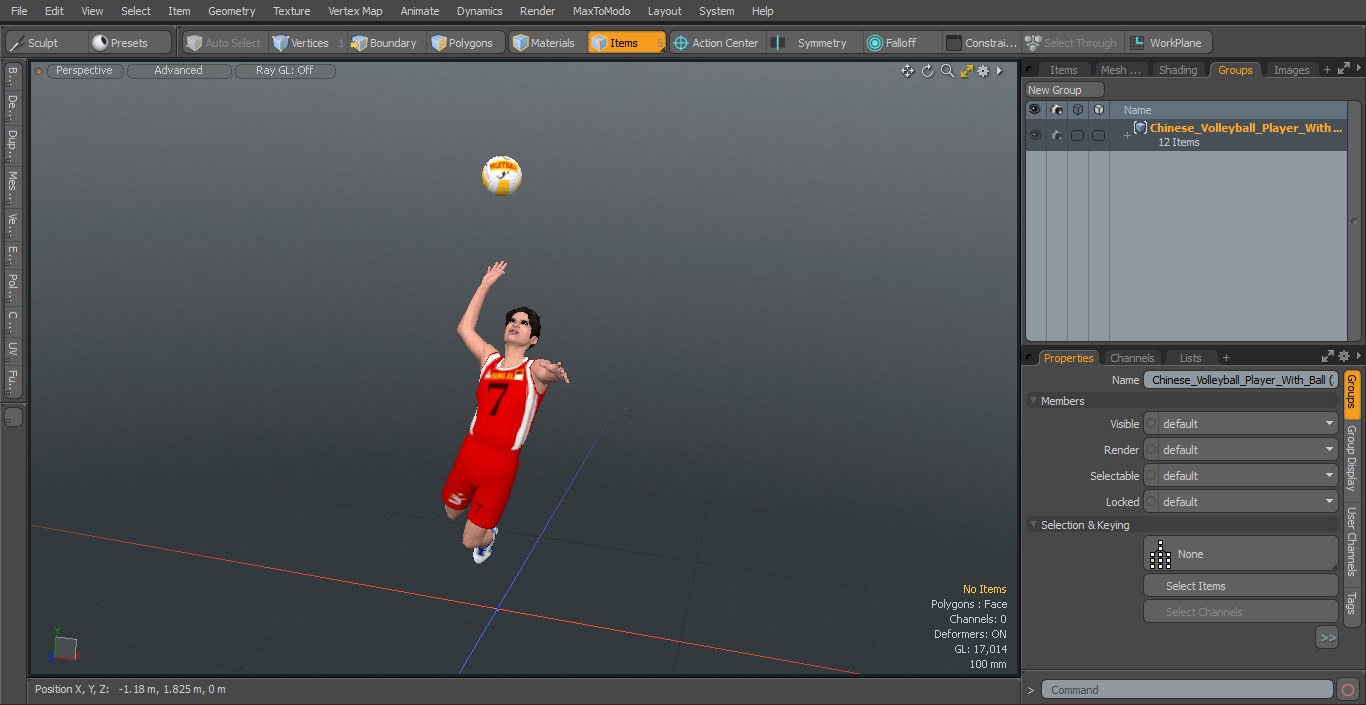 3D model Chinese Volleyball Player With Ball