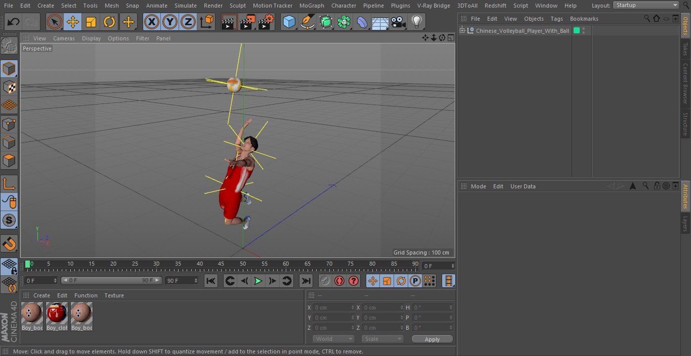 3D model Chinese Volleyball Player With Ball