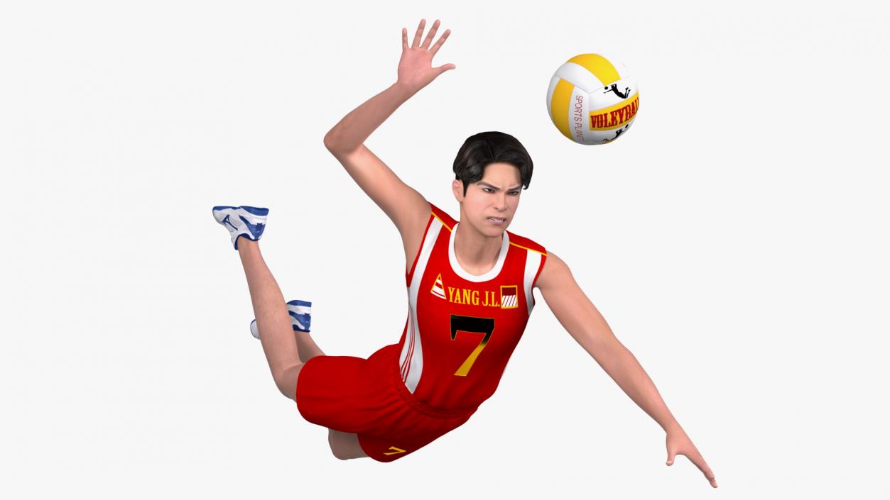 3D model Chinese Volleyball Player With Ball