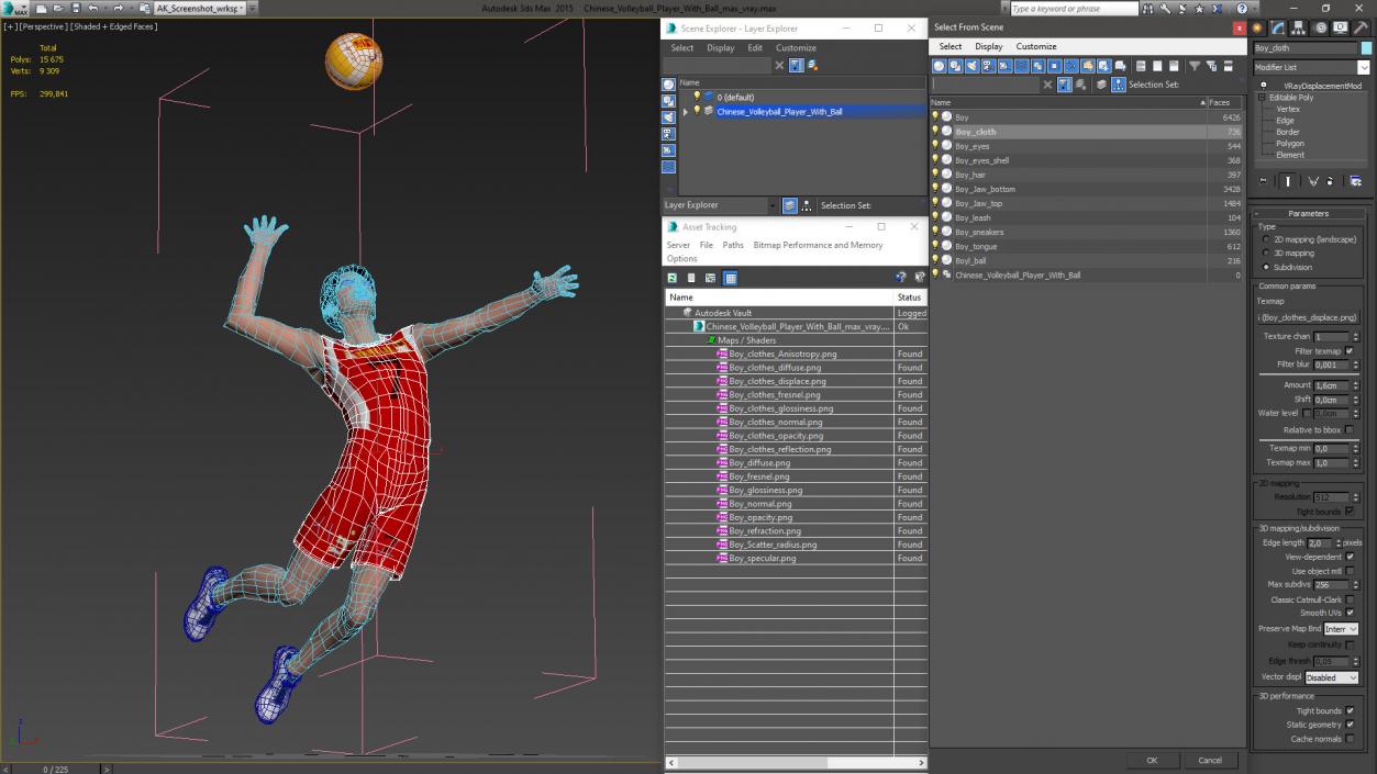 3D model Chinese Volleyball Player With Ball