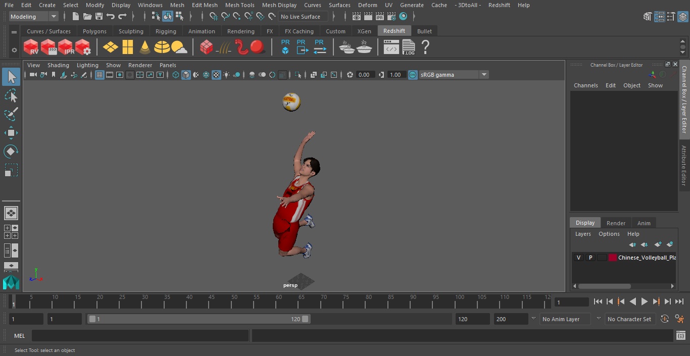 3D model Chinese Volleyball Player With Ball