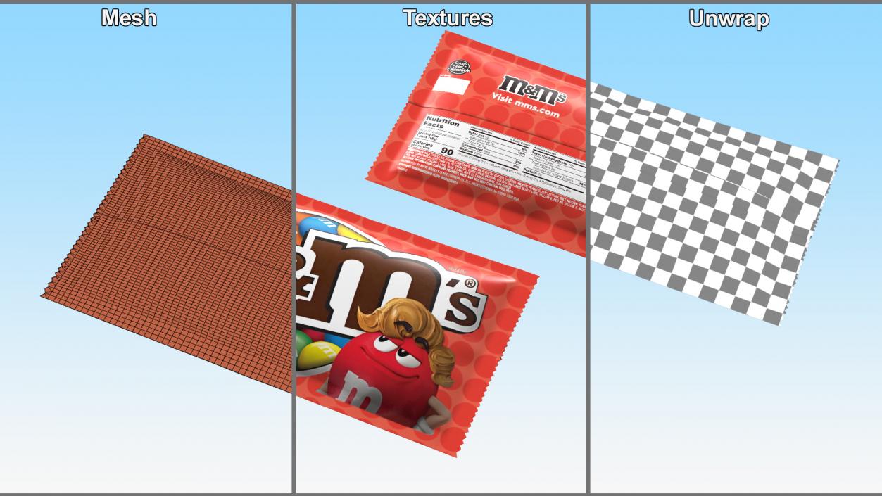 3D Candy Package M and Ms Red