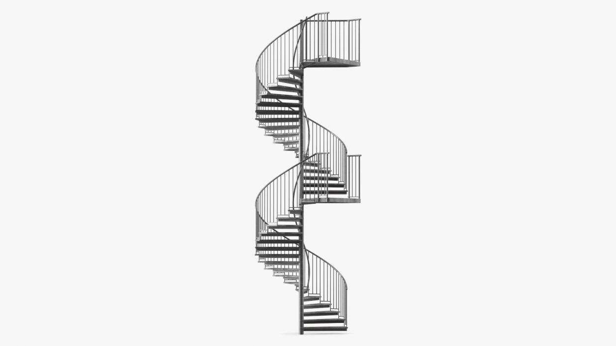 3D Spiral Fire Escape Stairs Collection