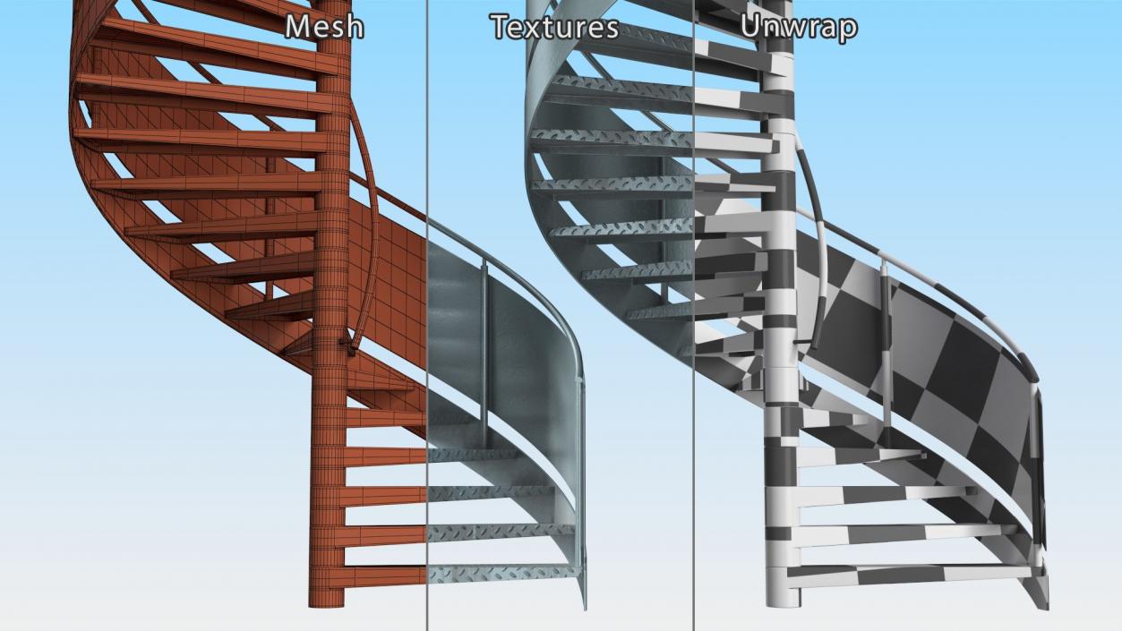 3D Spiral Fire Escape Stairs Collection