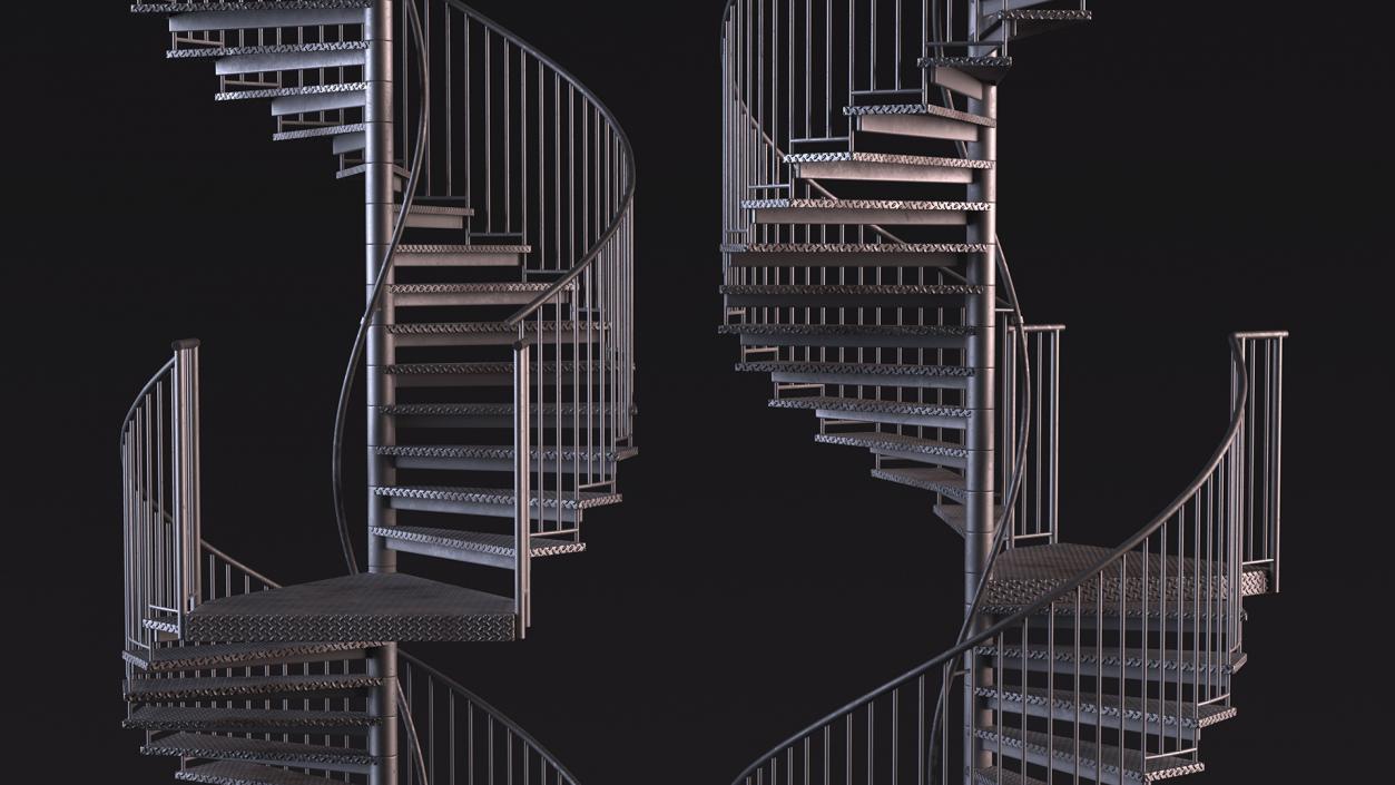 3D Spiral Fire Escape Stairs Collection