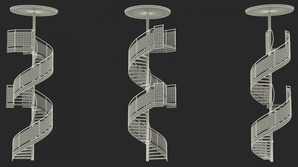 3D Spiral Fire Escape Stairs Collection