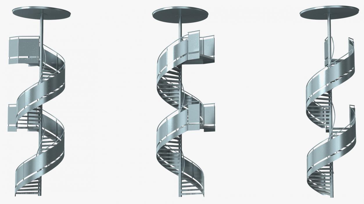 3D Spiral Fire Escape Stairs Collection