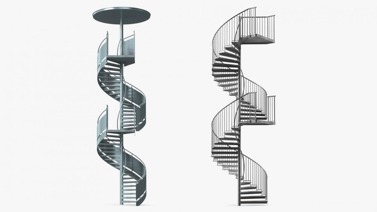 3D Spiral Fire Escape Stairs Collection