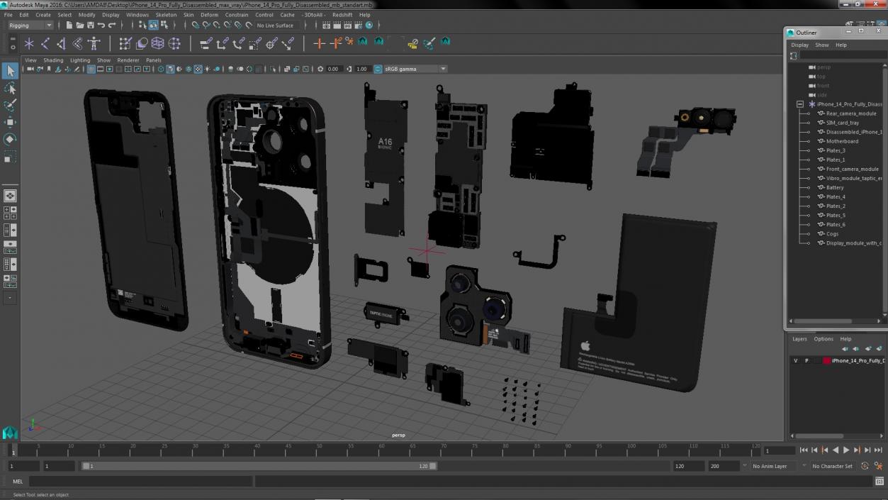 iPhone 14 Pro Fully Disassembled 3D