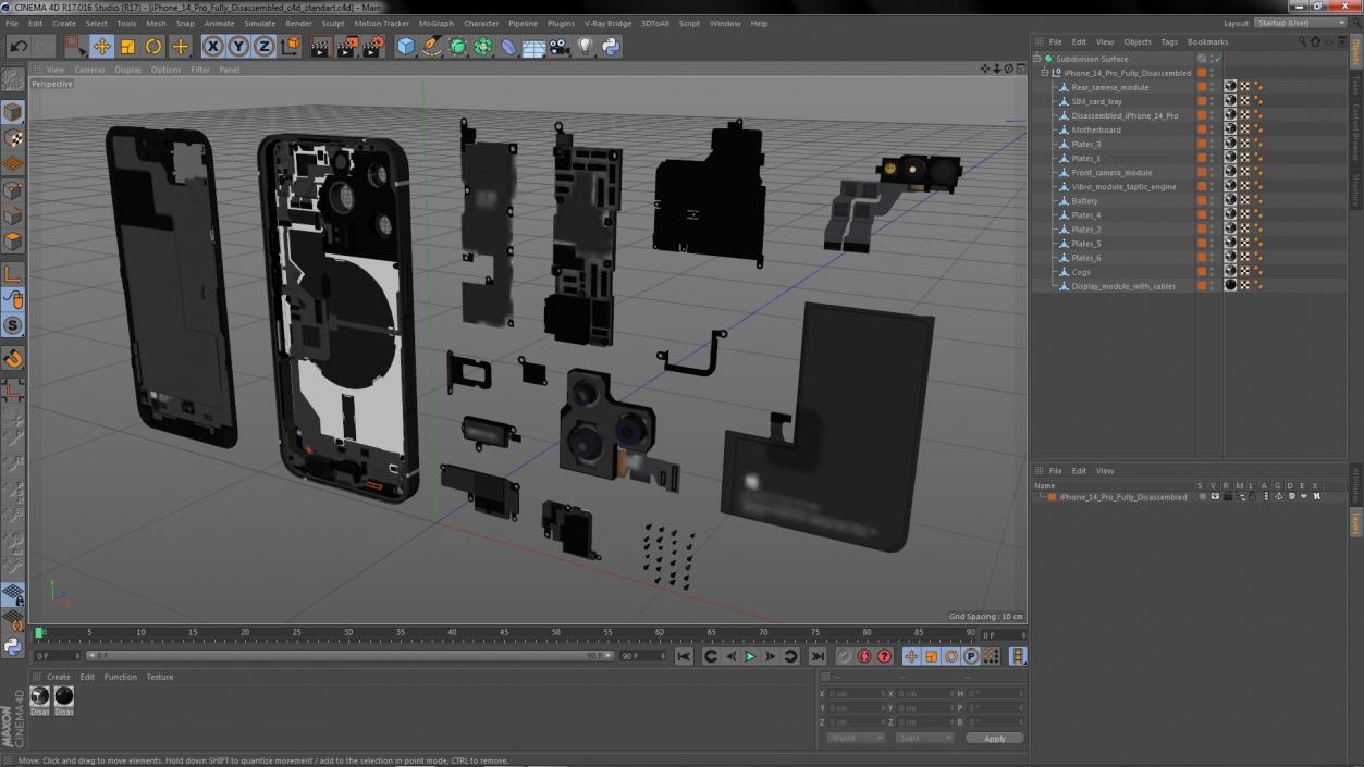 iPhone 14 Pro Fully Disassembled 3D