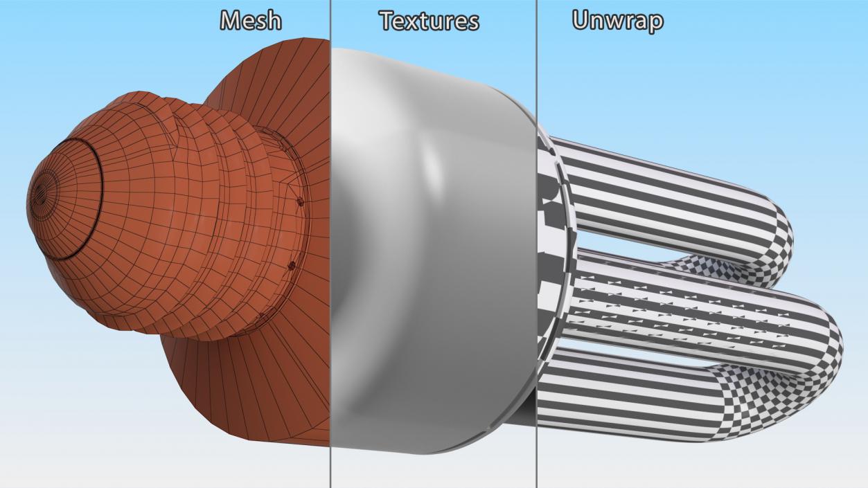 3D model Ubend Ultraviolet Fluorescent Light Bulb