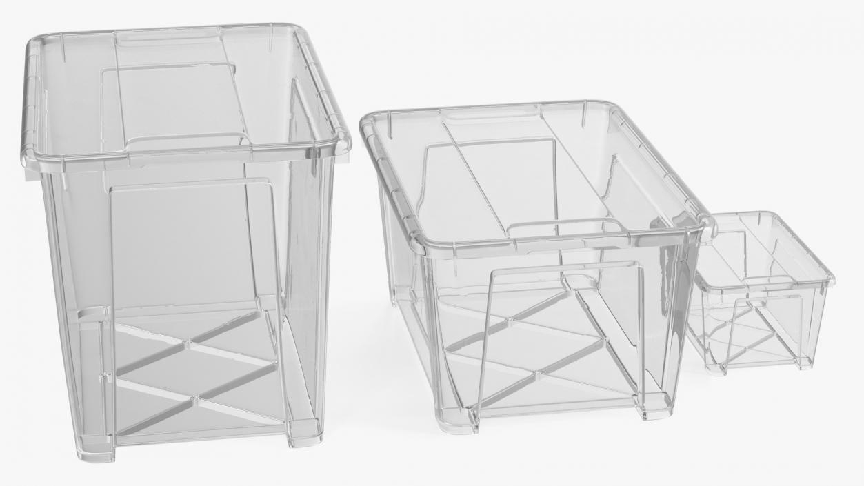 Transparent Plastic Containers with Lids Set 3D model