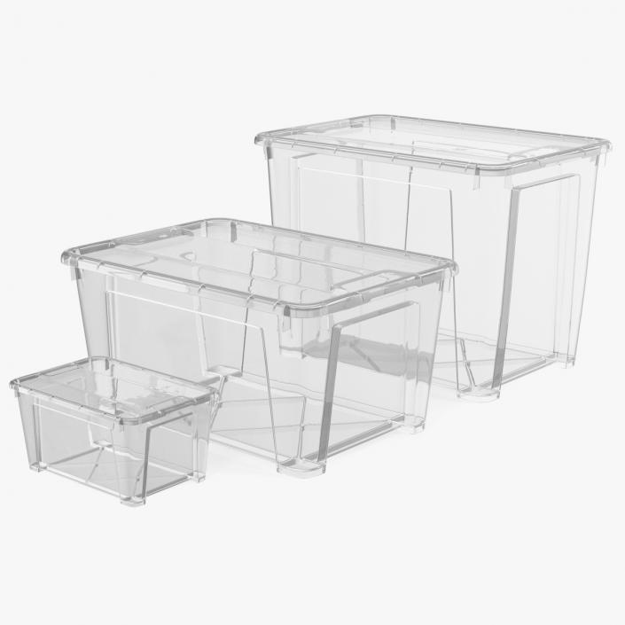 Transparent Plastic Containers with Lids Set 3D model