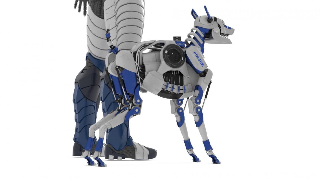 3D Sci Fi Cop with Robotic Dog Rigged for Maya model