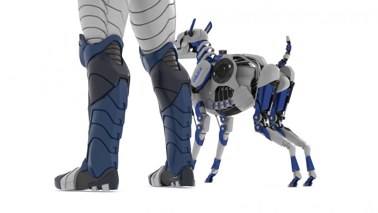 3D Sci Fi Cop with Robotic Dog Rigged for Maya model