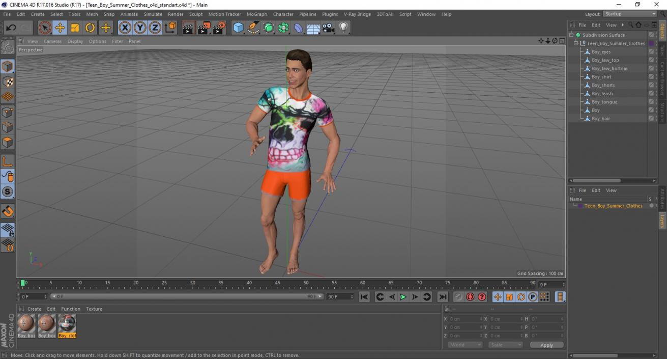 3D Teen Boy Summer Clothes model