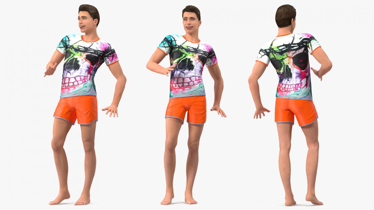 3D Teen Boy Summer Clothes model