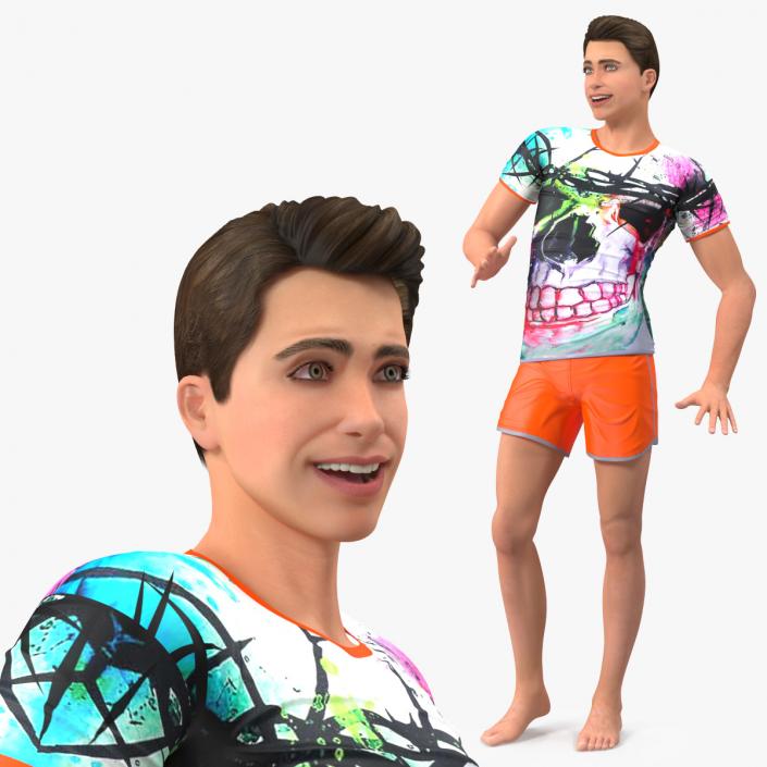 3D Teen Boy Summer Clothes model