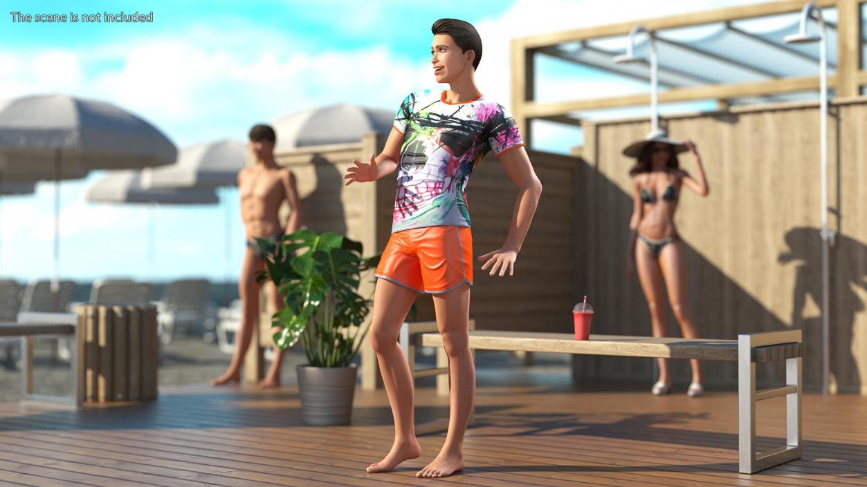 3D Teen Boy Summer Clothes model