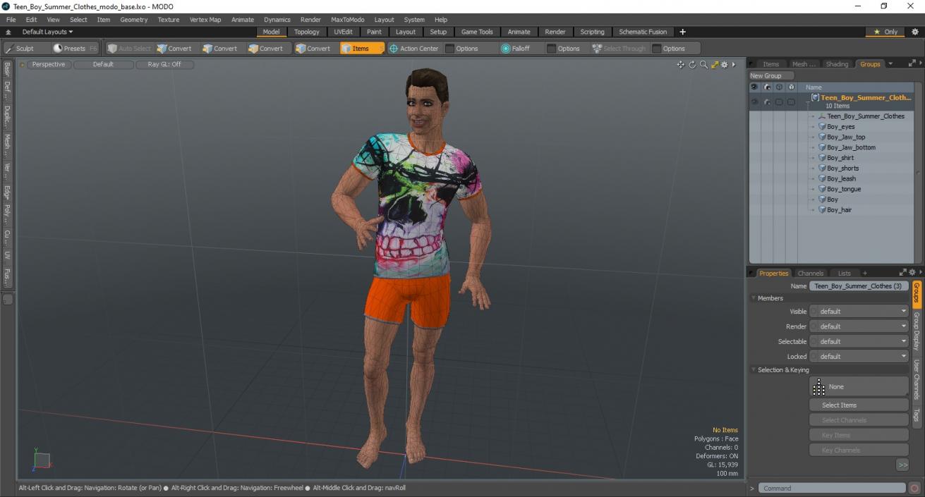 3D Teen Boy Summer Clothes model