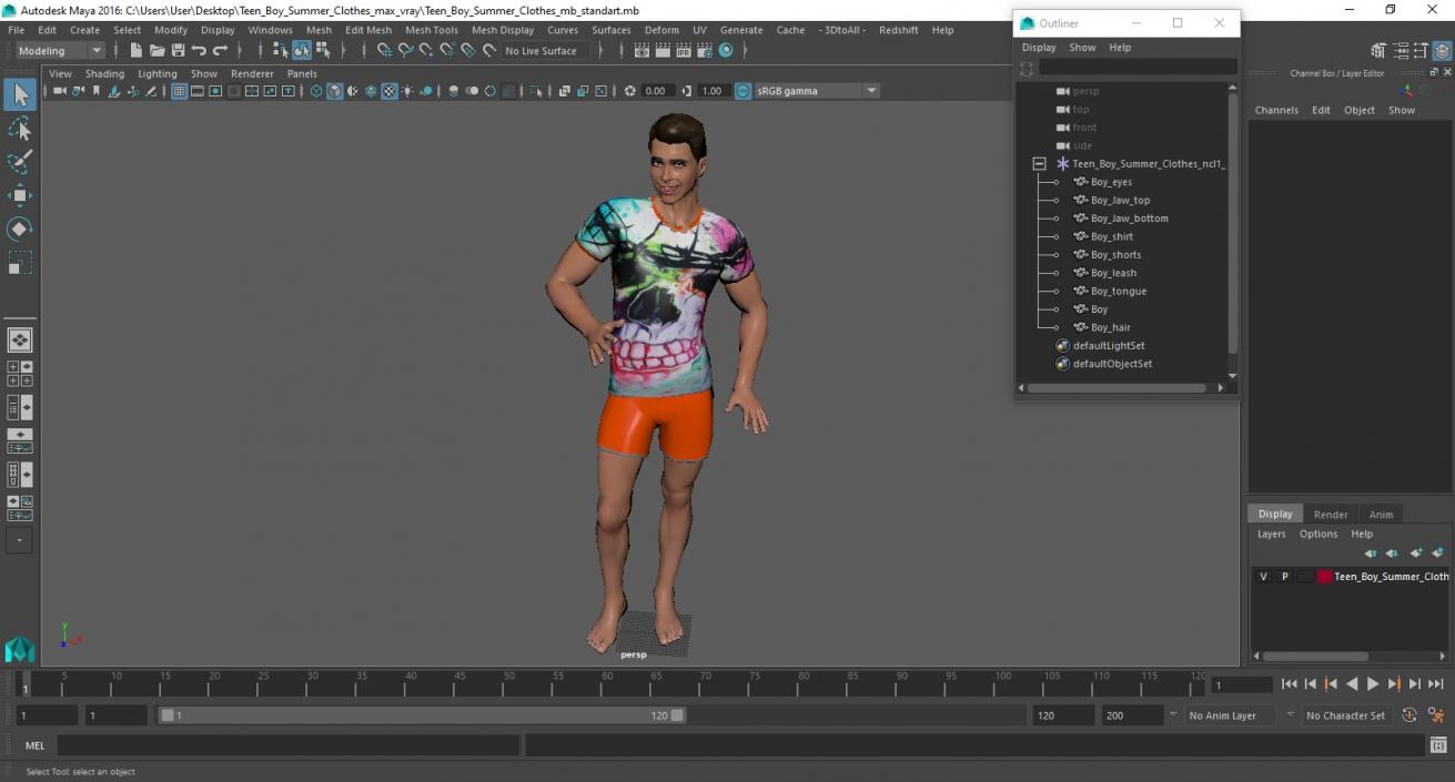 3D Teen Boy Summer Clothes model