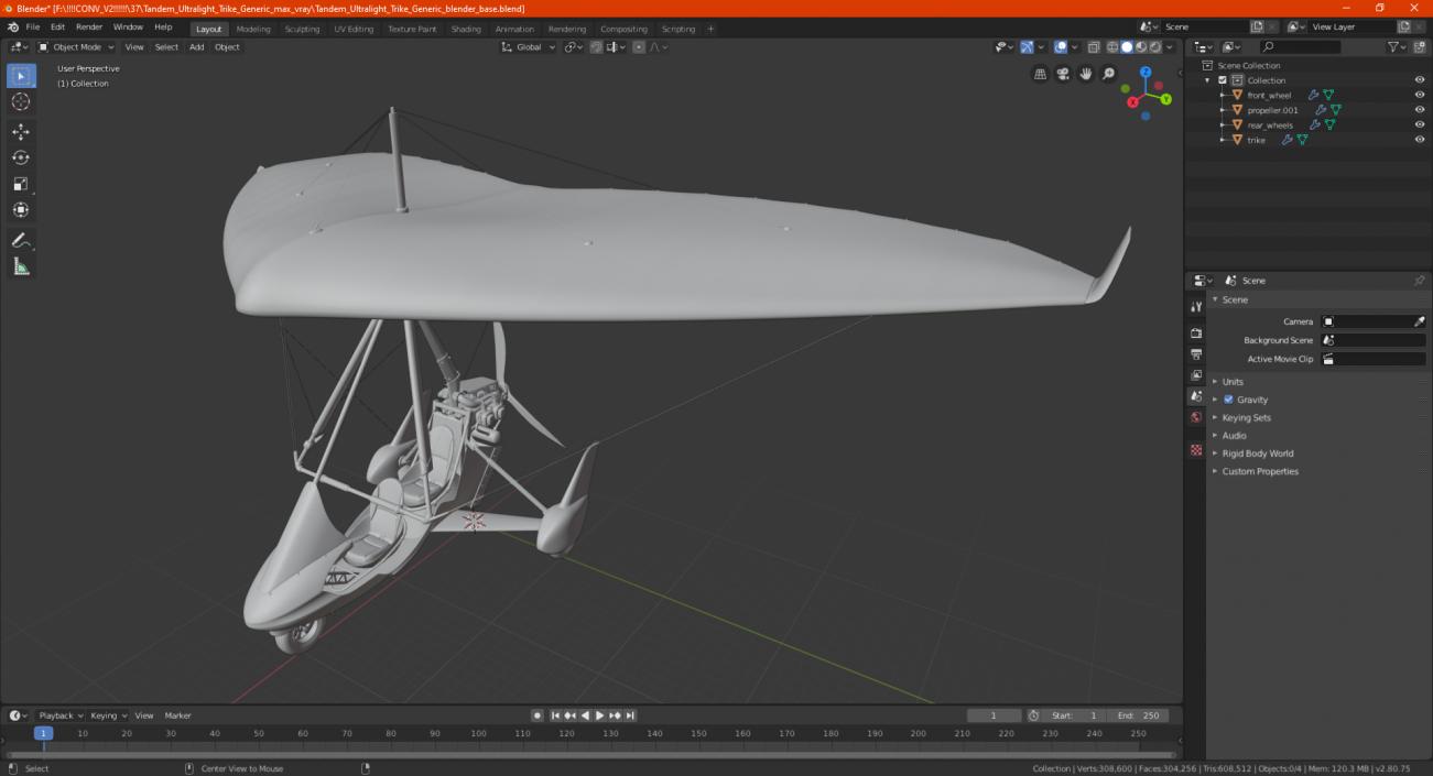 3D Tandem Ultralight Trike model