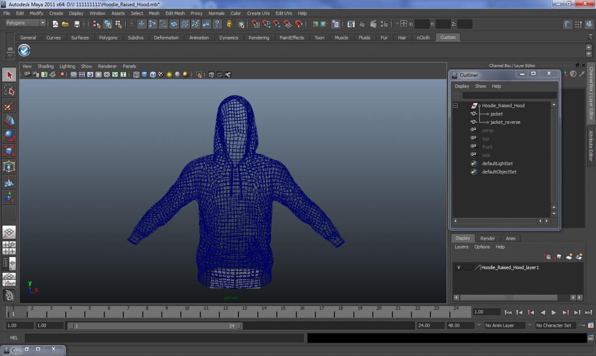 3D Hoodie Raised Hood model