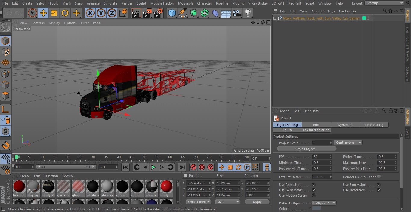 3D model Mack Anthem Truck with Sun Valley Car Carrier