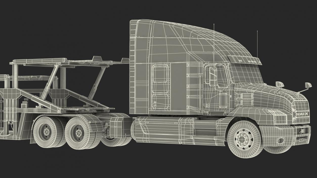 3D model Mack Anthem Truck with Sun Valley Car Carrier