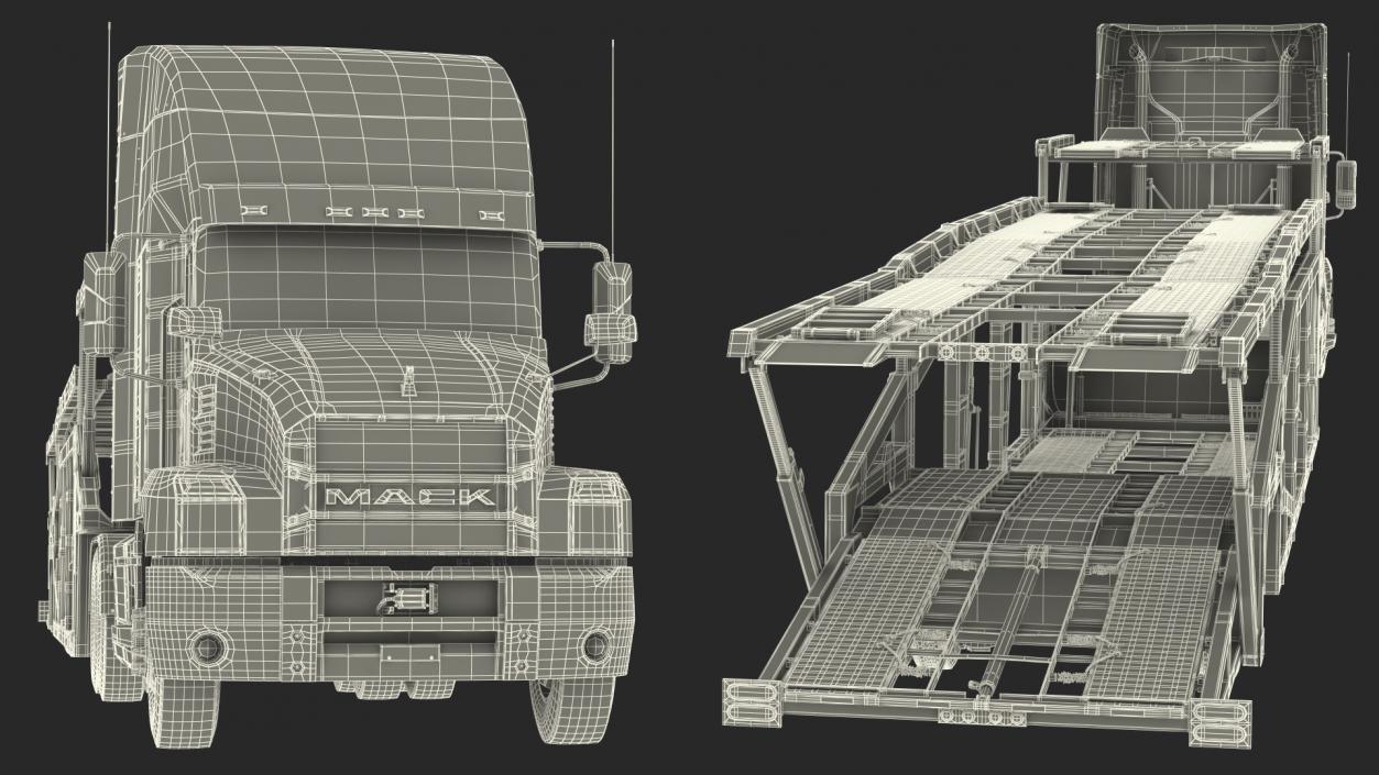 3D model Mack Anthem Truck with Sun Valley Car Carrier