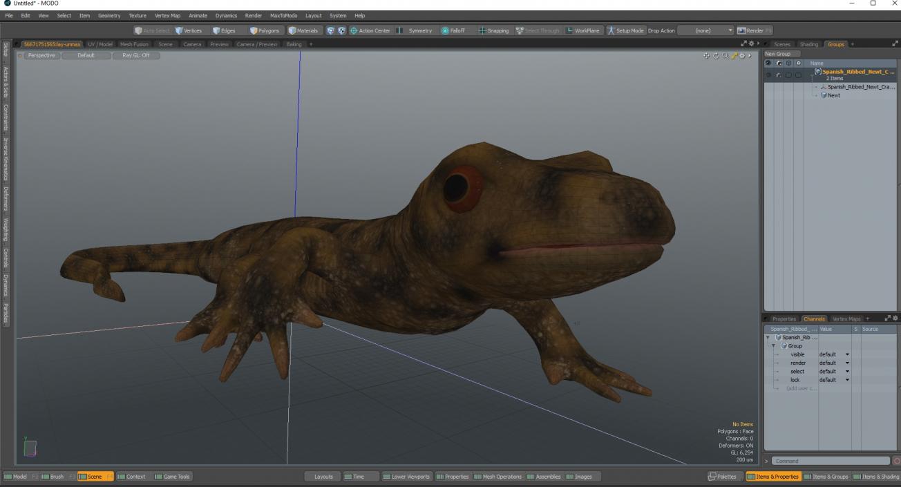 3D Spanish Ribbed Newt Crawling Pose model