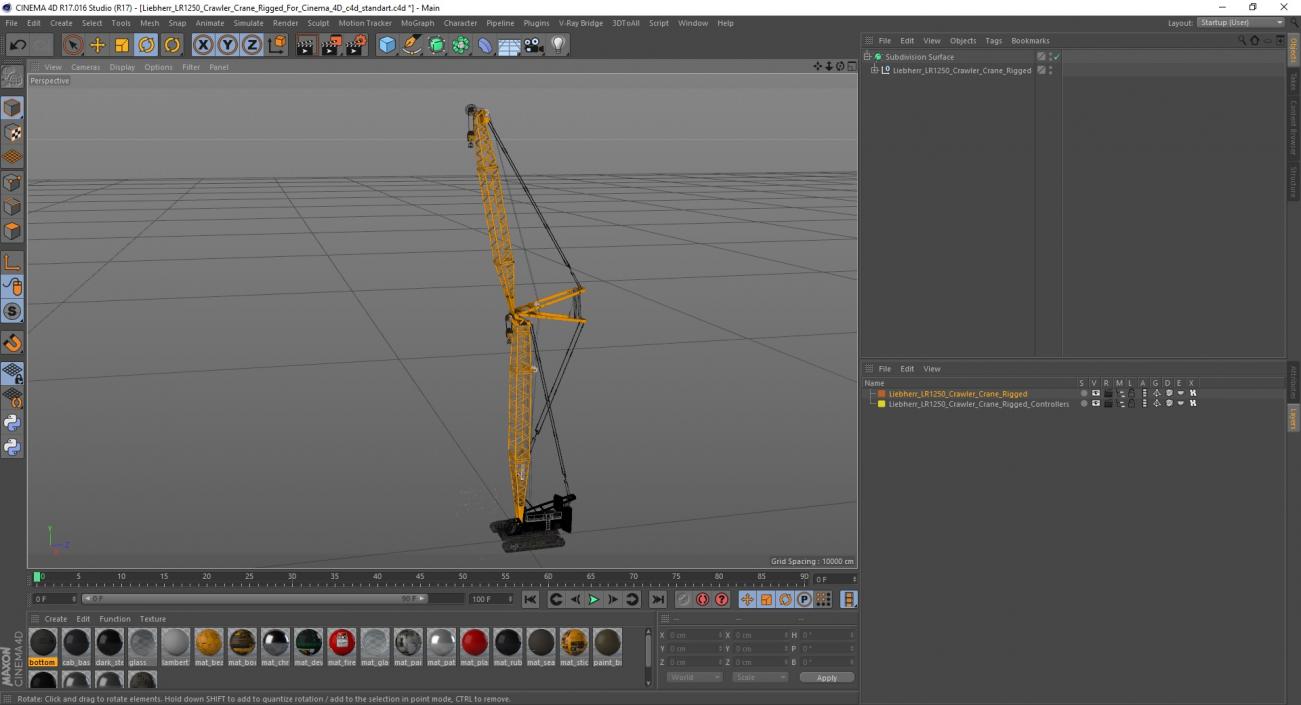 3D model Liebherr LR1250 Crawler Crane Rigged for Cinema 4D