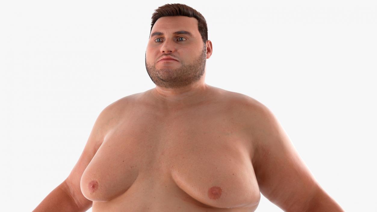 3D Naked Fat Man Fur Rigged 2