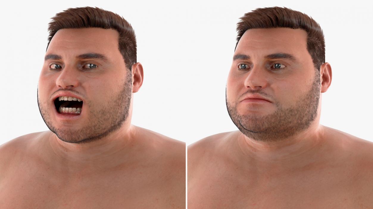 3D Naked Fat Man Fur Rigged 2