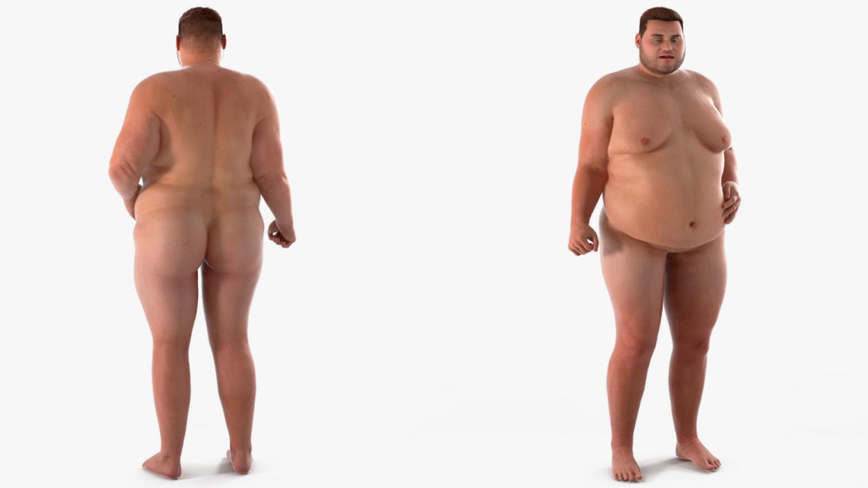 3D Naked Fat Man Fur Rigged 2