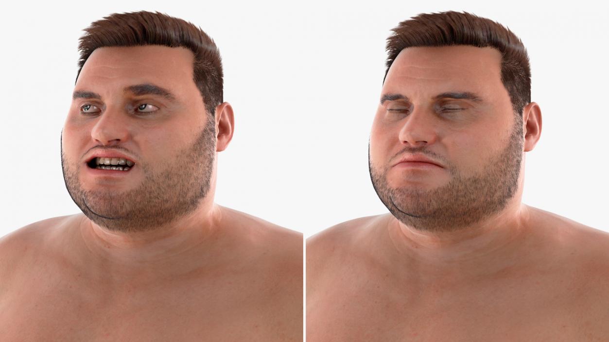 3D Naked Fat Man Fur Rigged 2