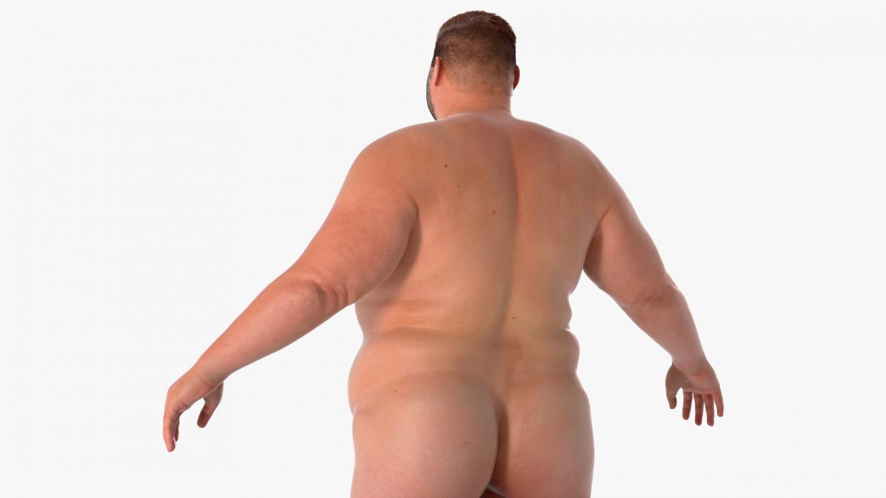 3D Naked Fat Man Fur Rigged 2